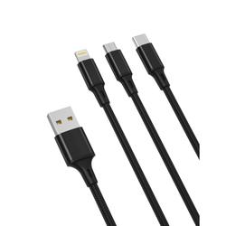 XO-kaapeli NB173 3in1 USB - Lightning + USB-C + microUSB 1,2 m 2,4A musta