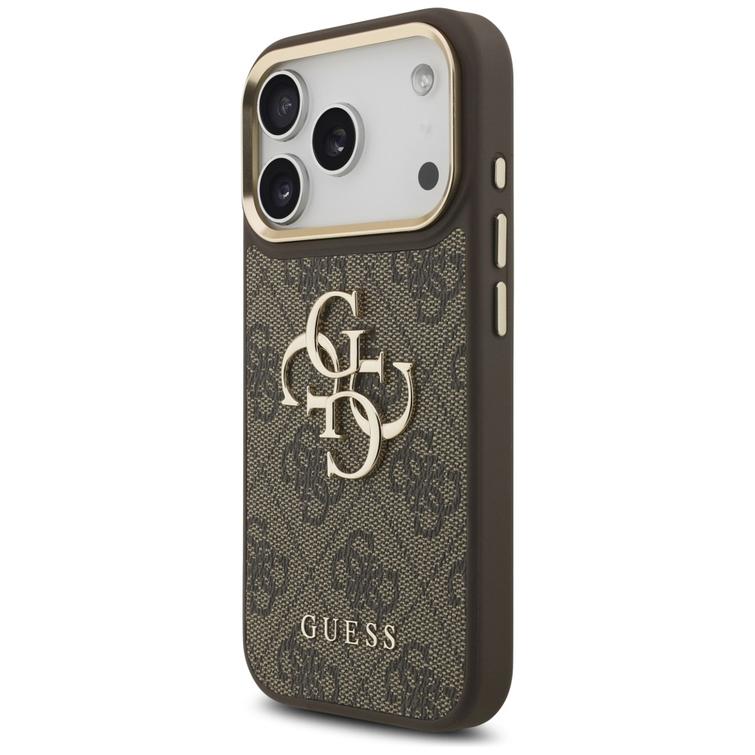Guess 4G Big 4G Classic Logo Big Strap Metal Buttons -suojakuori iPhone 17 Prolle, ruskea