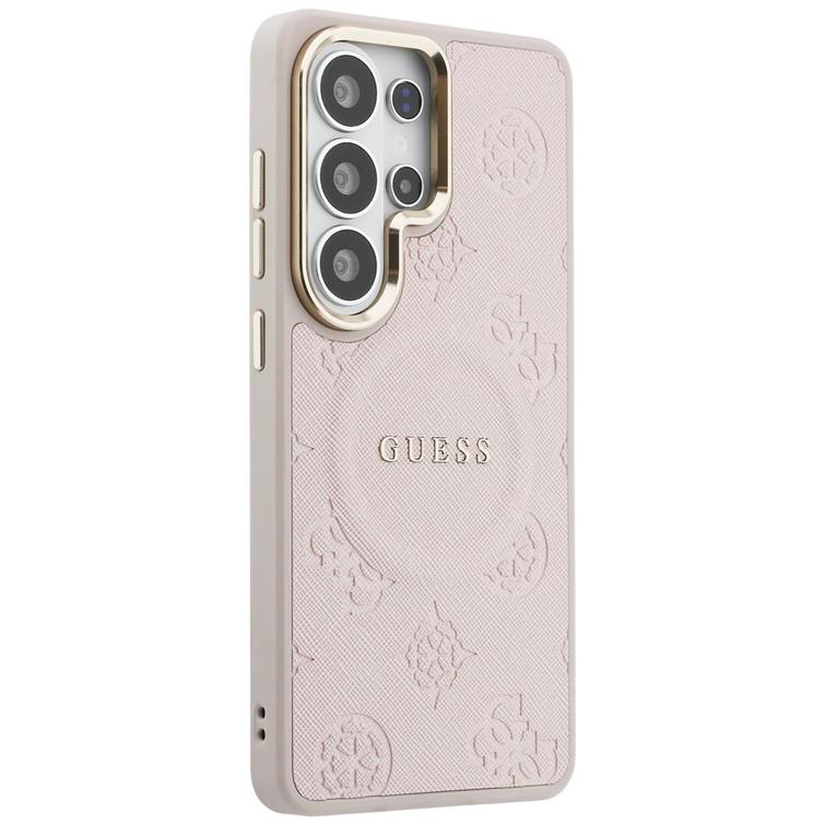 Guess case Saffiano Peony Embossed Ring MagSafe for Samsung Galaxy S26 Ultra pink