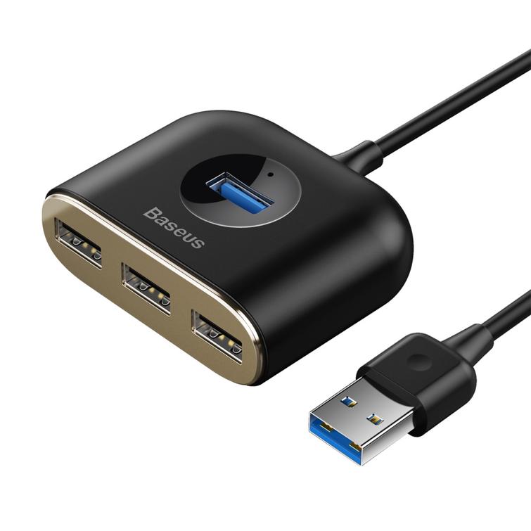 Baseus-sovitin HUB Square USB 3.0 - 4x USB musta