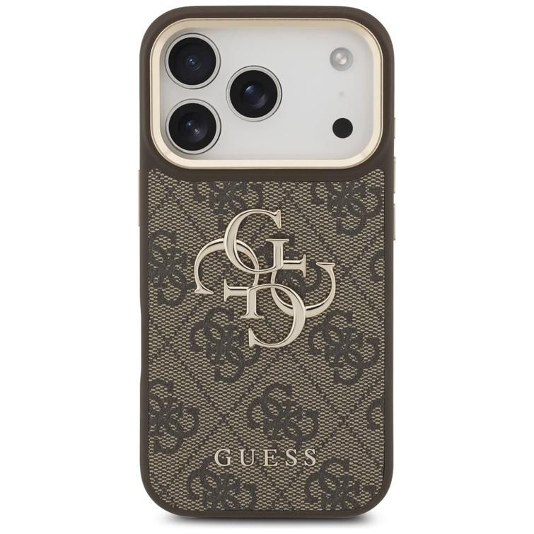 Guess 4G Big 4G Classic Logo Big Strap Metal Buttons -suojakuori iPhone 17 Prolle, ruskea