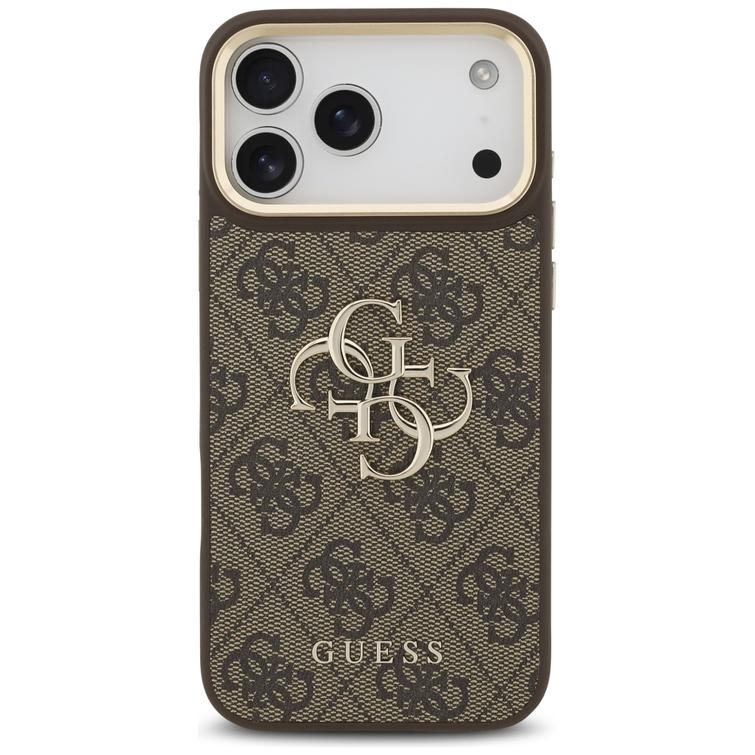 Guess 4G Big 4G Classic Logo Big Strap Metal Buttons -suojakuori iPhone 17 Pro Maxille, ruskea