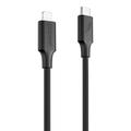Proove kaapeli Raidallinen Silikoni USB-C - Lightning 1m 3A musta