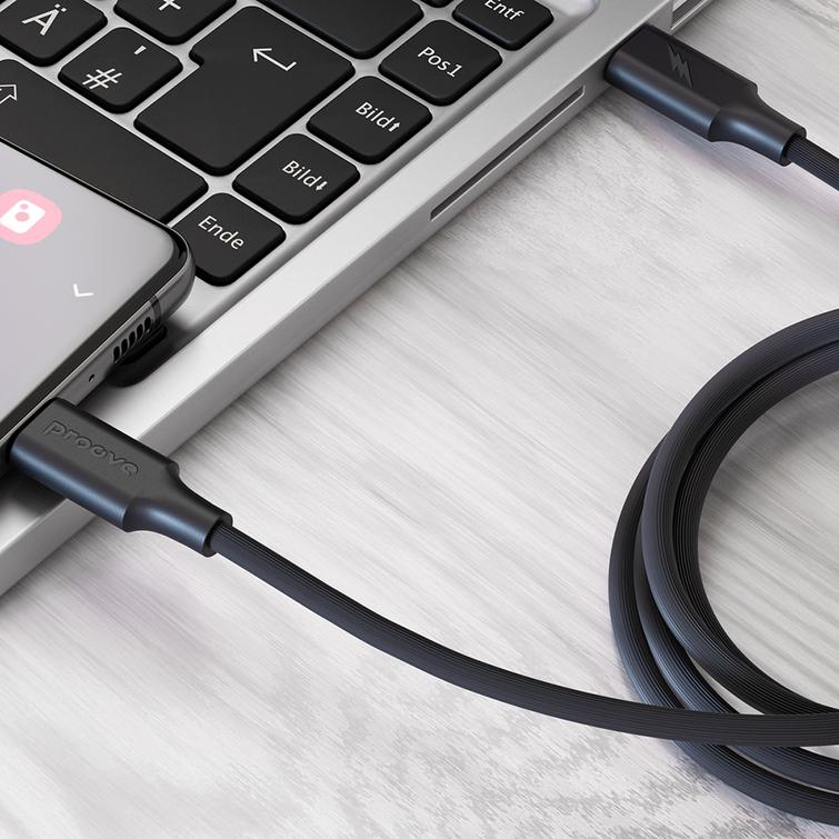 Proove-kaapeli Raidallinen Silikoni USB-C - USB-C 1m 60W musta