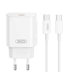 XO-seinälaturi CE25 PD 25W 1x USB-C valkoinen + USB-C-kaapeli - USB-C