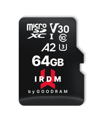 GoodRam IRDM 64GB microSD UHS-I U3 V30 -muistikortti adapterilla