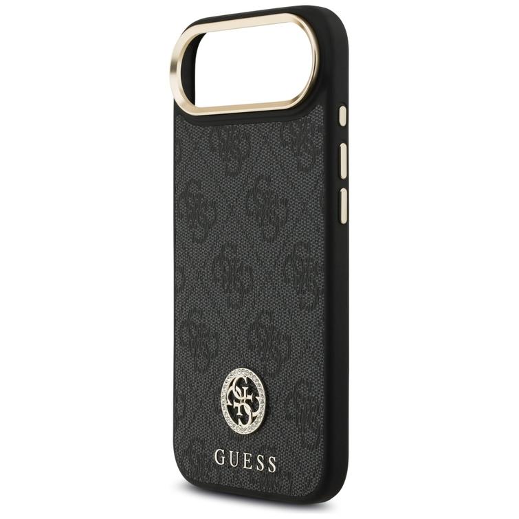 Guess 4G Strass Logo & Big Strap Metal Buttons MagSafe -suojakuori iPhone Airille, musta