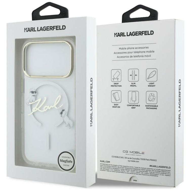 Karl Lagerfeld kotelo iPhone 17 Pro 6,3" IML Choupettes Karl Script Logo MagSafe l&auml;pin&auml;kyv&auml;