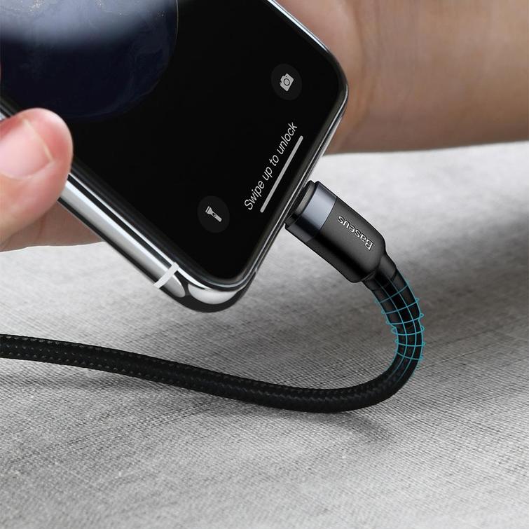 Baseus Cafule PD USB-C - Lightning-kaapeli 1,0 m harmaanmusta 18W