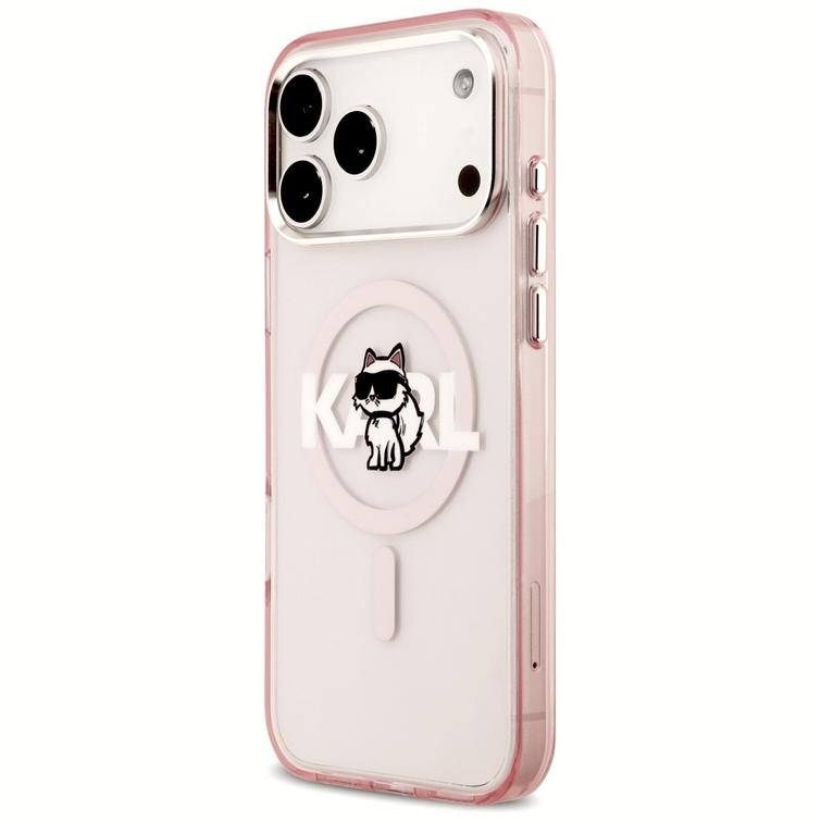 Karl Lagerfeld case for iPhone 17 Pro Max 6,9" IML Choupette Sketch Logo MagSafe pink