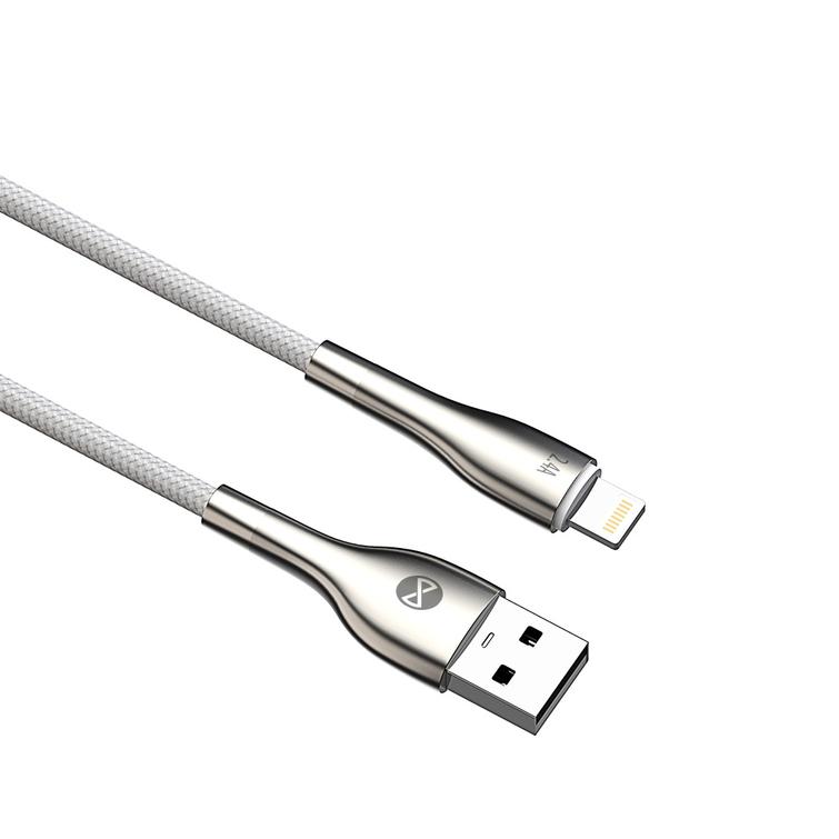 Forever Sleek USB-kaapeli - Lightning 1,0 m 2.4A valkoinen