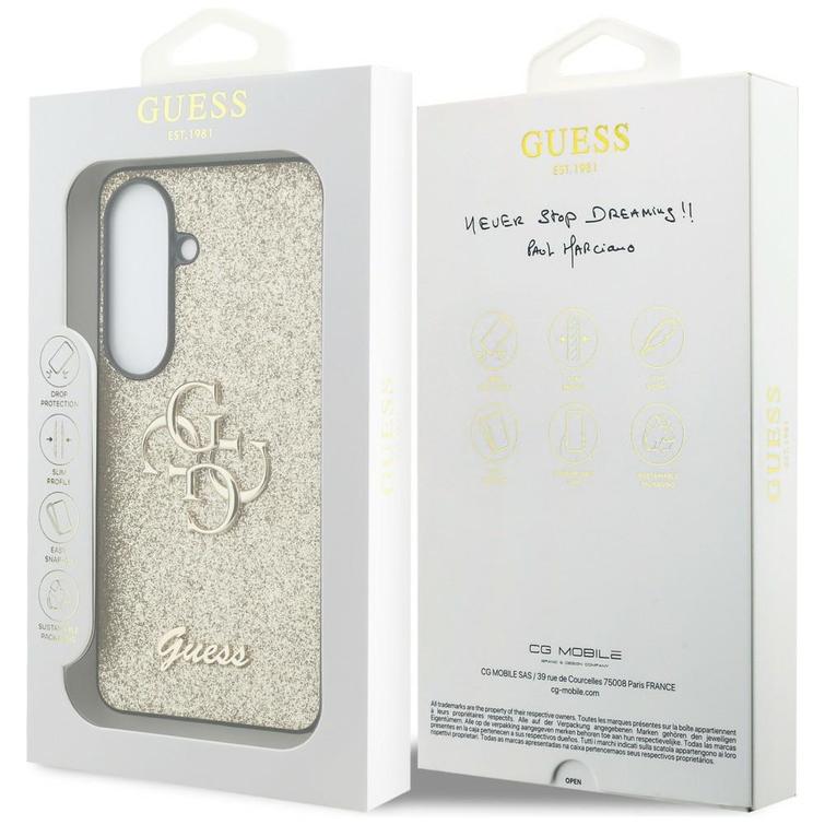 Guess case Fixed Glitter Big 4G Metal Logo for Samsung Galaxy S26 gold