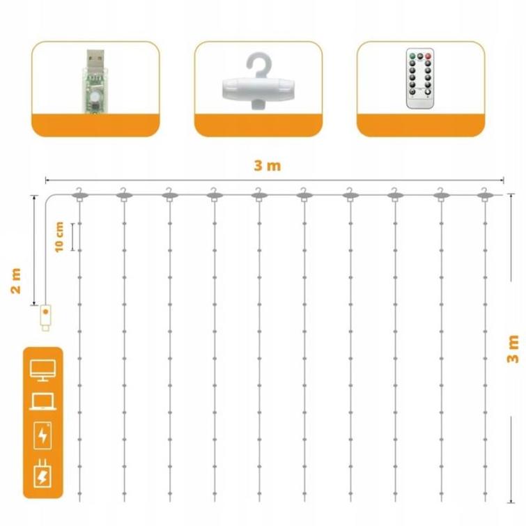 led curtain (300 led lamp) 3mx3m cold white