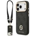 Guess 4G Strass Logo & Big Strap Metal Buttons MagSafe -kotelo iPhone 17 Prolle, musta