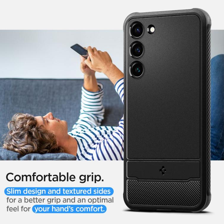 Spigen Rugged Armor -suojakuori Samsung Galaxy S23:lle mattamusta