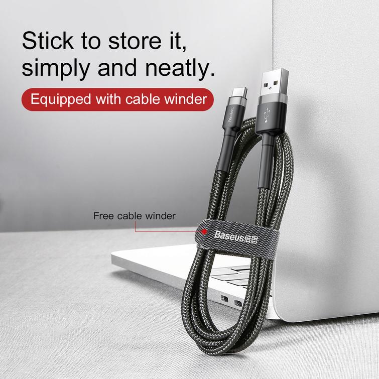 Baseus-kaapeli Cafule USB - USB-C 0,5 m 3A harmaanmusta