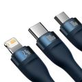 Baseus-kaapeli 3in1 Flash II USB - micro USB + Lightning + USB-C 1,2m 3,5A sininen 66W