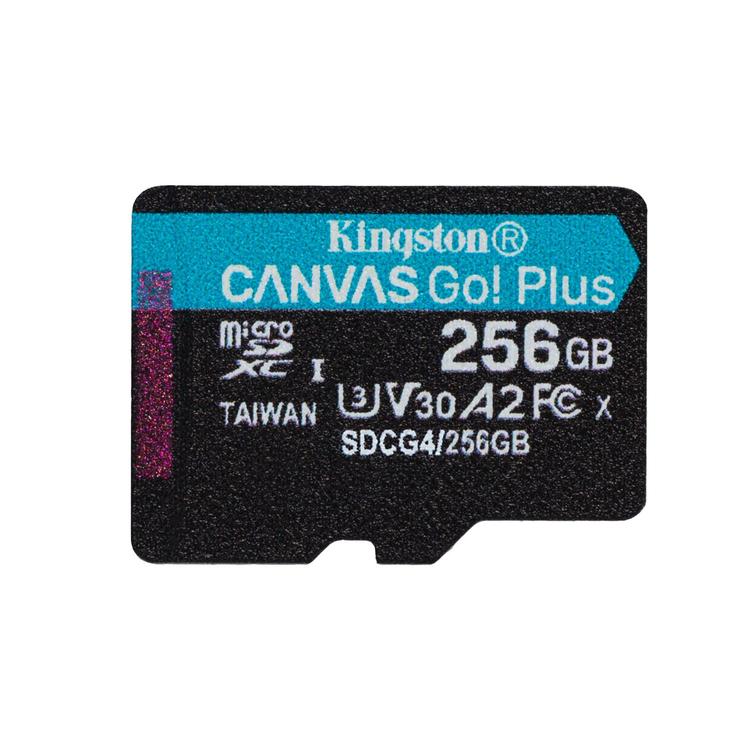 Kingston muistikortti 256GB microSDXC Canvas Go Plus Gen4 200MB/s A2 U3 V30 + adapteri
