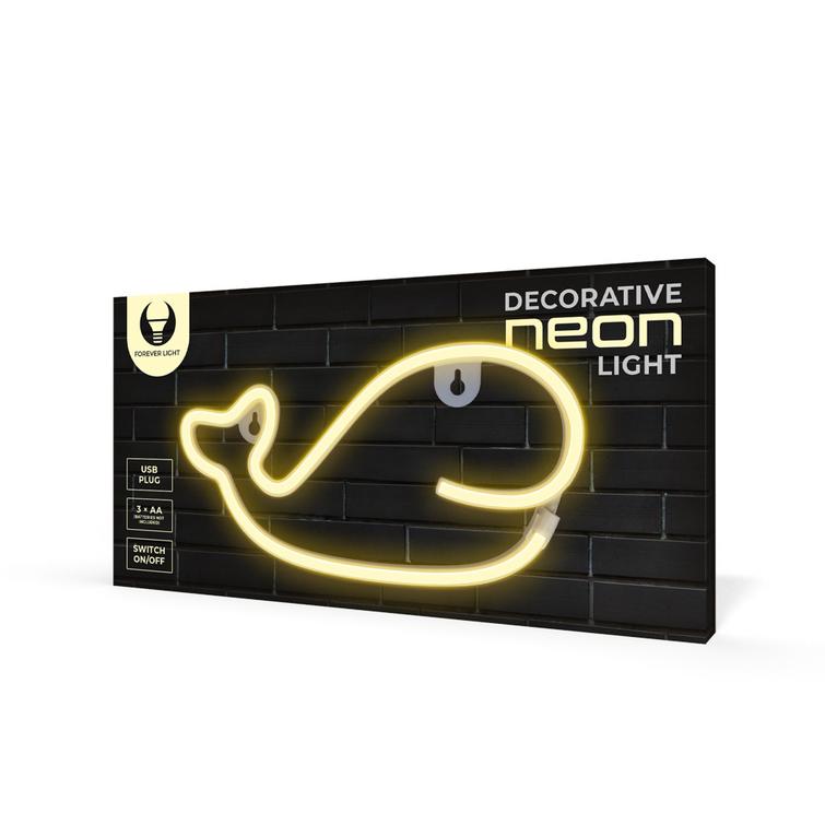 Neon LED-valo WHALE lämmin valkoinen Lepakko + USB FLNE09 Forever Light