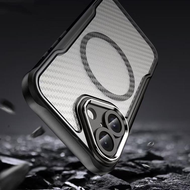 Defender Carbon Mag -suojakuori iPhone 16 6,1":lle, musta