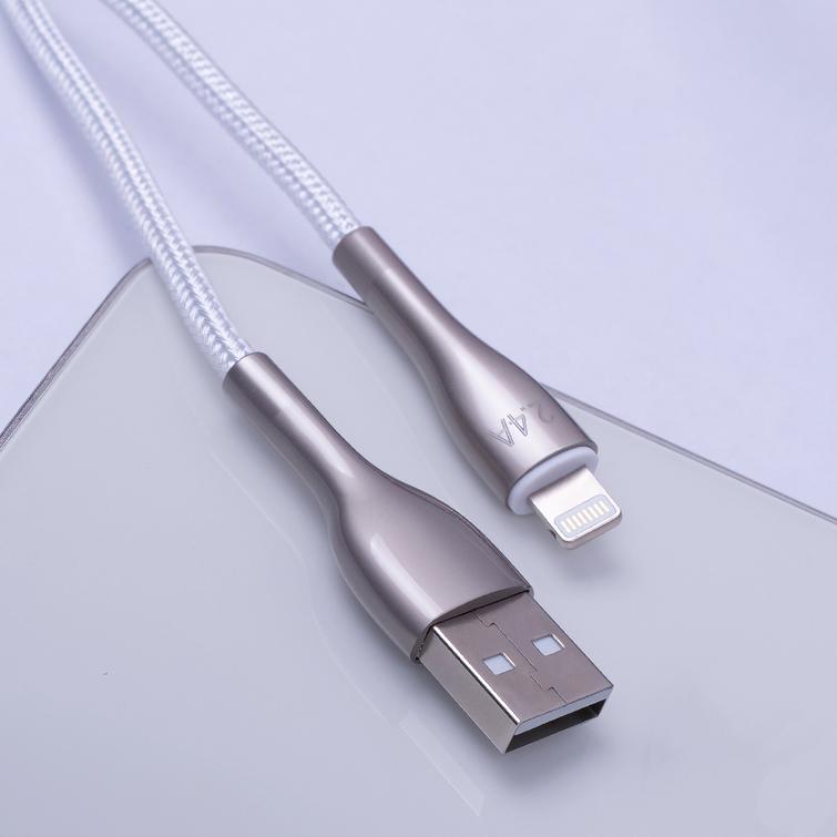 Forever Sleek USB-kaapeli - Lightning 1,0 m 2.4A valkoinen