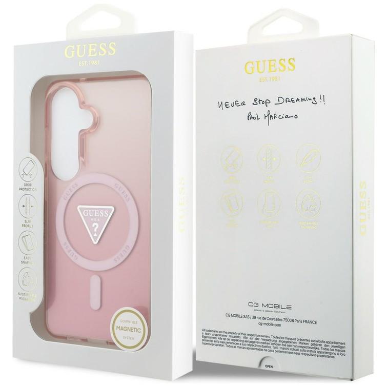 Guess case IML Gradient Triangle MagSafe for Samsung Galaxy S26 pink