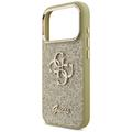 Guess Fixed Glitter Big 4G Metal Frame -suojakuori iPhone 17 Prolle, kulta