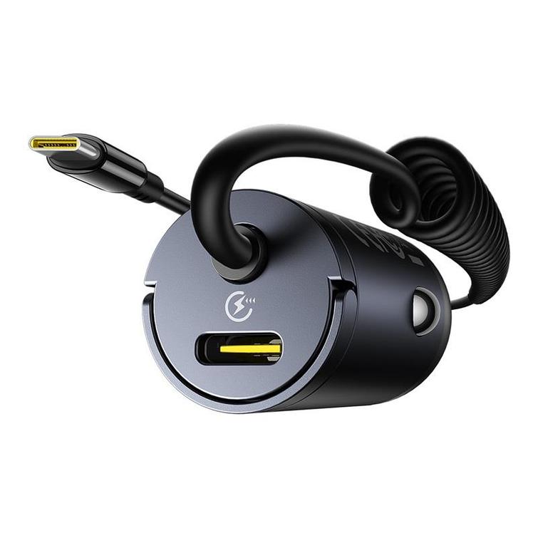 żBaseus Tiny Star Mini Car Charger (C+C Cable Included) 30W Cosmic Black