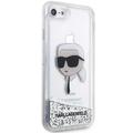 Karl Lagerfeld -suojakuori iPhone 7 / 8 / SE:lle KLHCI8LNKHCH hopeinen HC Liquid Glitter NFT Karl's Head