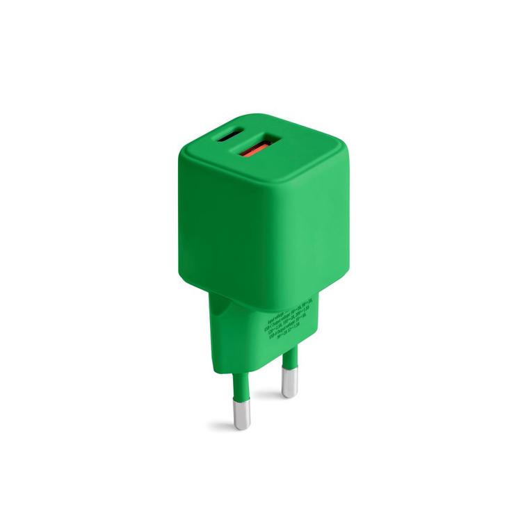 COLORUM-seinälaturi USB-A + USB-C PD 30W CLS30-AC-04 xGreen