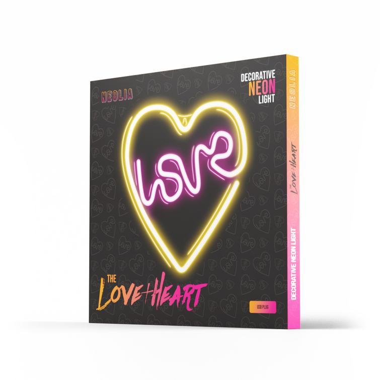 Neon LED-valo LOVE HEART violetti valkoinen NNE02 Neolia