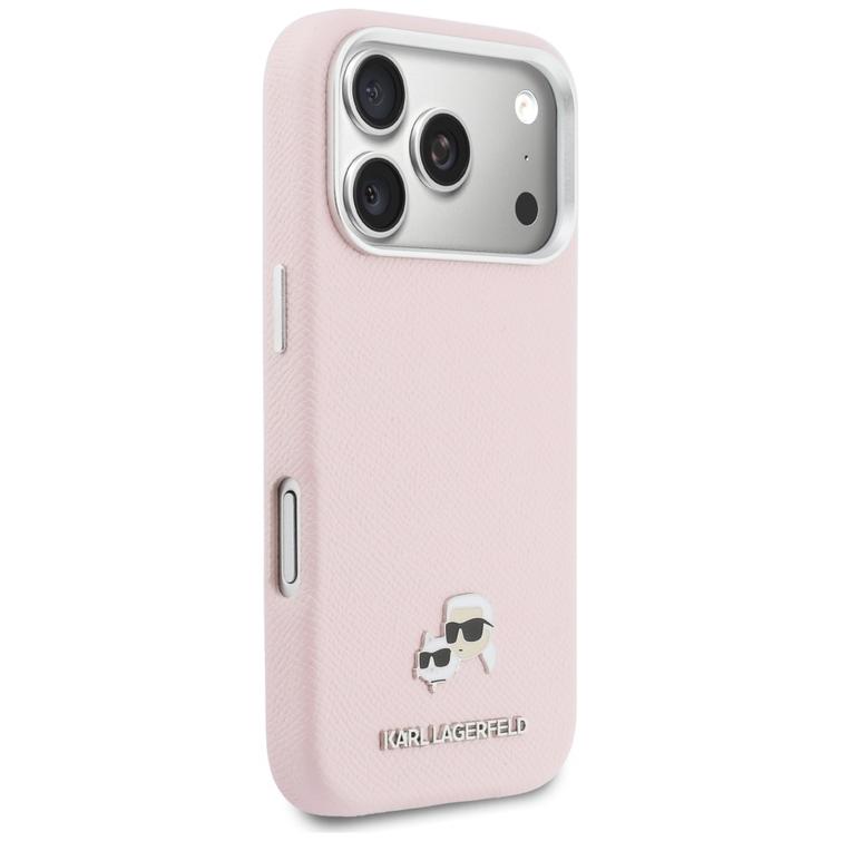 Karl Lagerfeld -suojakuori iPhone 17 Pro Max 6,9":lle, HC MAGSAFE PU FW W/ K&C HEAD PIN -pinni, pinkki