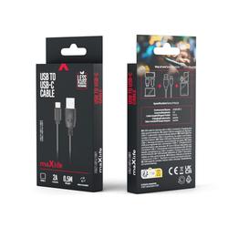 Maxlife USB-C-kaapeli 0,5 m 2A musta