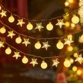 LED GARLAND 10M (80 LED LAMPS) USB STARS + BALLS WARM WHITE