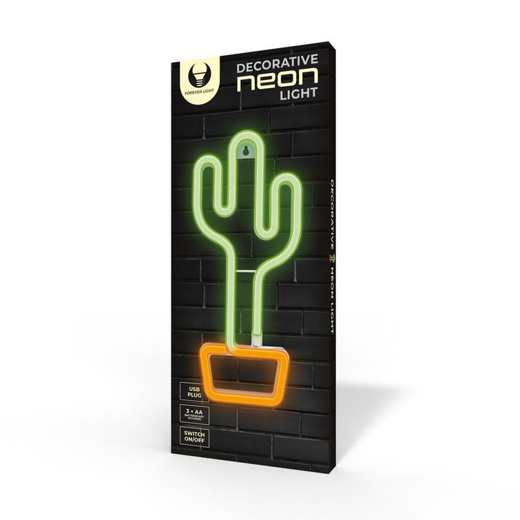Neon LED-valo CACTUS oranssi vihreä lepakko + USB FLNE02 Forever Light