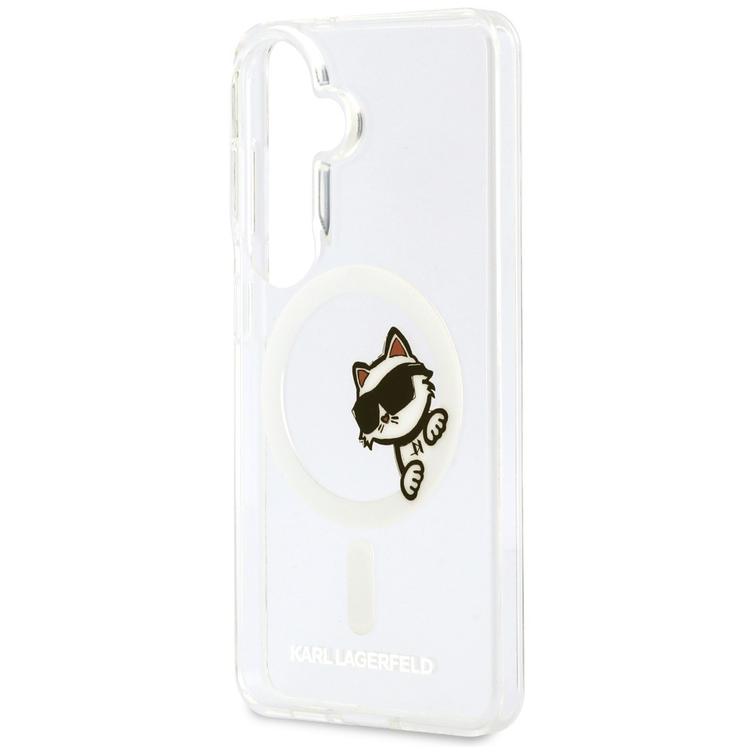 Karl Lagerfeld case IML Peekaboo Choupette MagSafe for Samsung Galaxy S26 transparent