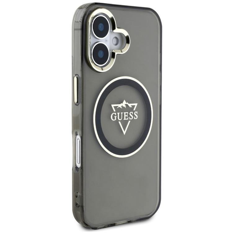 Guess Hardcase MagSafe IML Metal Mountain Logo -suojakuori iPhone 16 6,1":lle, musta