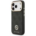 Guess 4G Strass Logo & Big Strap Metal Buttons MagSafe -kotelo iPhone 17 Prolle, musta