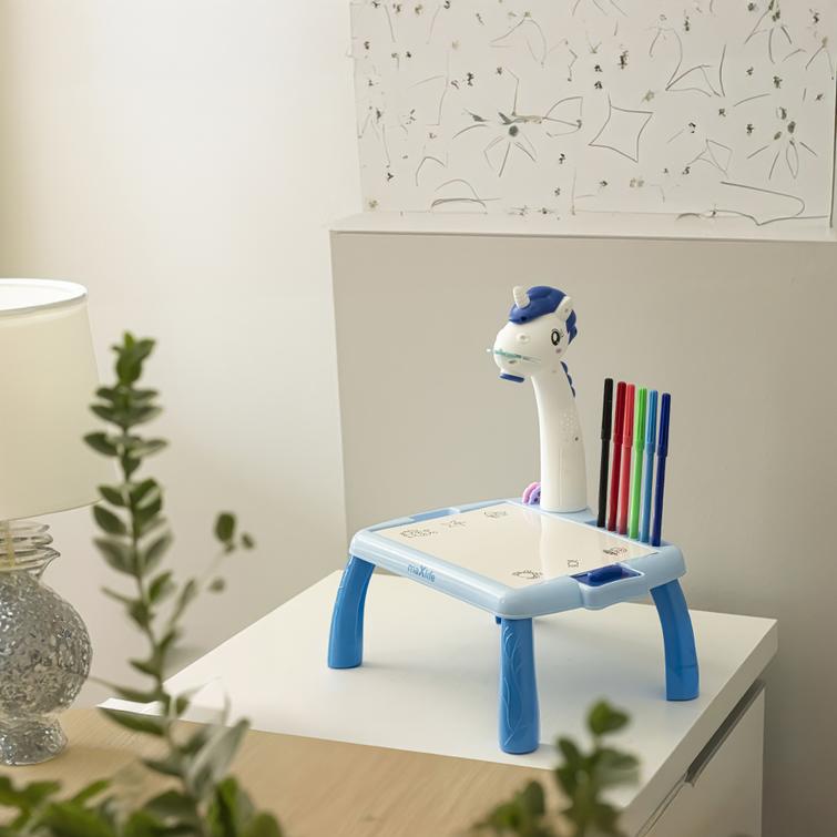 Maxlife-projektori piirustuspöydällä MXDP-200 sininen