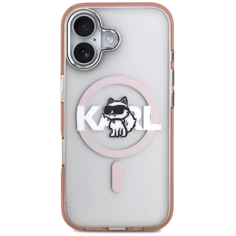 Karl Lagerfeld suojakuori iPhone 17 6,1" IML Choupette Sketch Logo MagSafe vaaleanpunainen