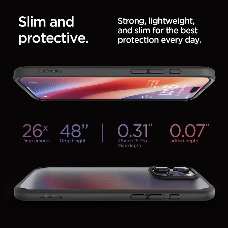 Spigen Ultra Hybrid -suojakuori iPhone 16 Pro Max 6,9":lle, jäänmusta