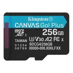 Kingstonin muistikortti 256GB microSDXC Canvas Go Plus Gen4 200R A2 U3 yksitt&auml;ispakkaus ilman ADP:t&auml;