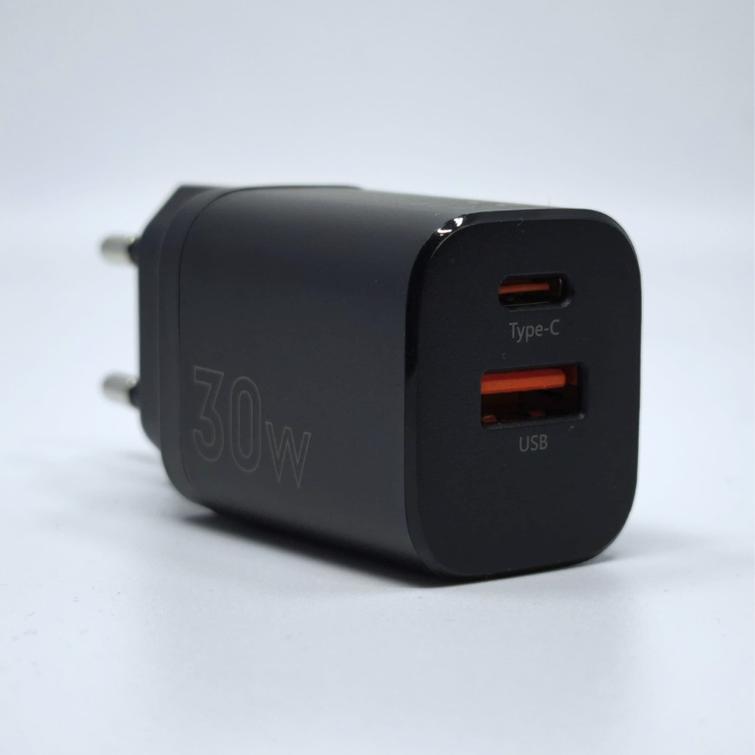 WALL CHARGER MX CARBON 30W PD+QC USB-A+C BLACK