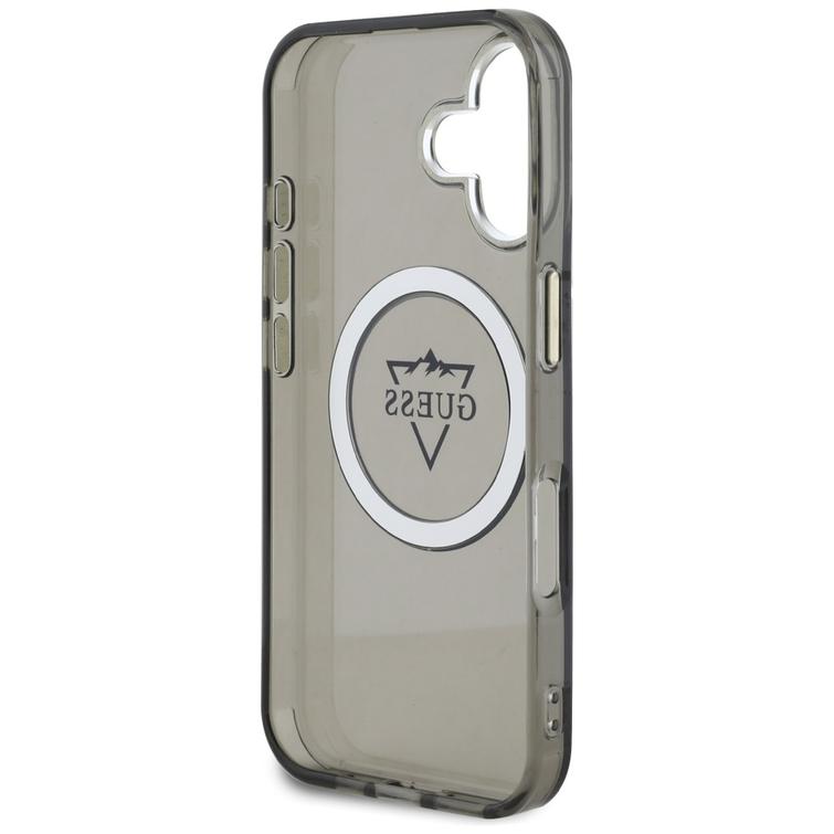 Guess Hardcase MagSafe IML Metal Mountain Logo -suojakuori iPhone 16 6,1":lle, musta