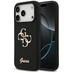 Guess Silicone Big 4G Script -suojakuori iPhone 17 Prolle, musta