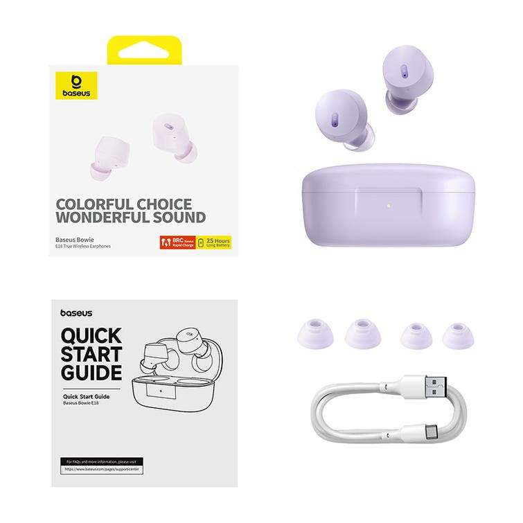 Baseus Bowie E18 True Langattomat Kuulokkeet, T&auml;htivioletti