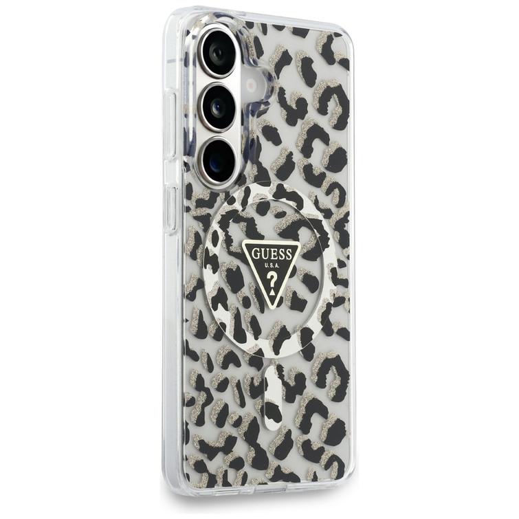 Guess case IML Leopard Print Triangle MagSafe for Samsung Galaxy S26 black