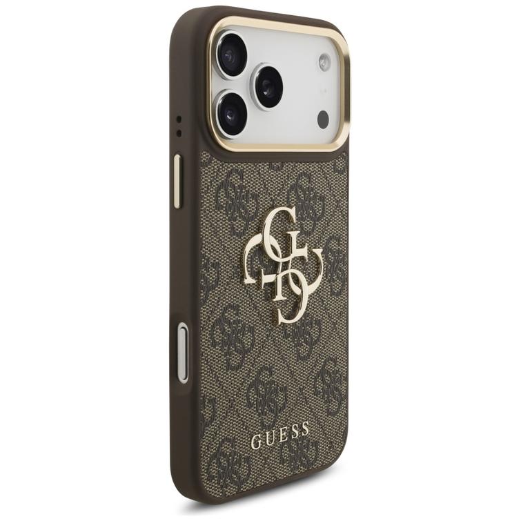 Guess 4G Big 4G Classic Logo Big Strap Metal Buttons -suojakuori iPhone 17 Pro Maxille, ruskea