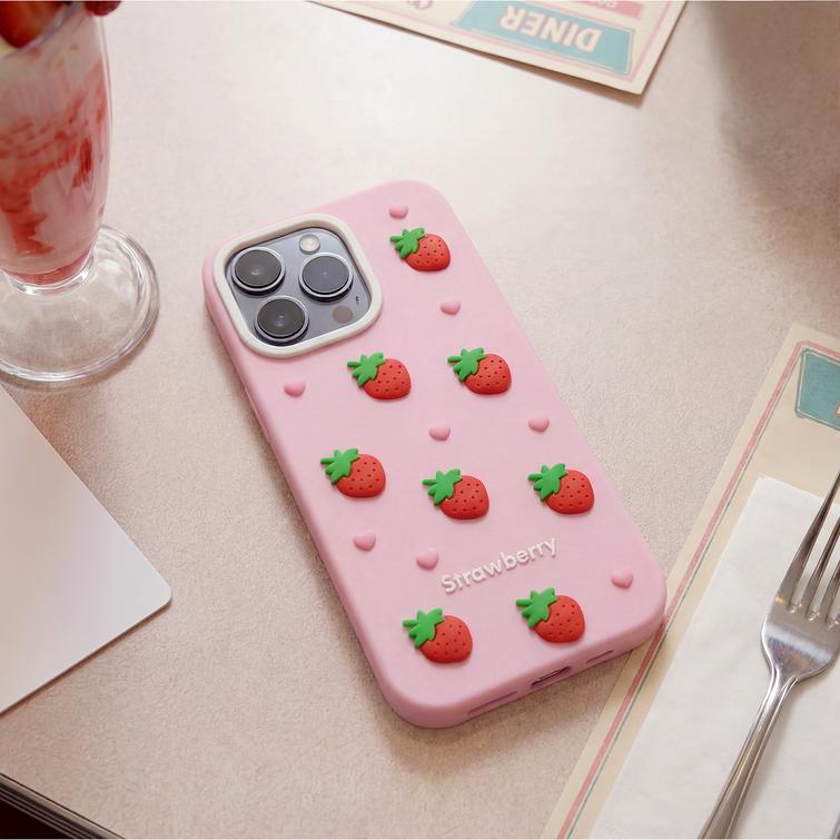 Strawberry case for iPhone 16 Pro 6,3" pink