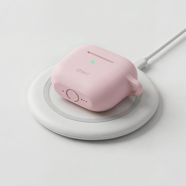 Etteri-silikonikotelo AirPods 4:lle vaaleanpunainen